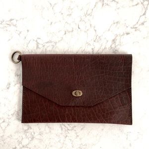 Hand-stitched Buffalo Leather Envelope Clutch